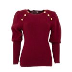 Pull avec patte de boutonnage en maille côtelée red – TU