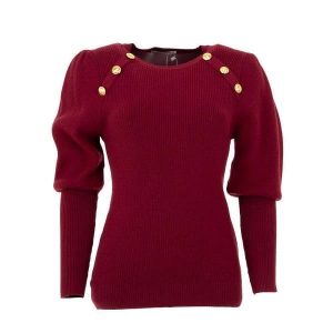 Pull avec patte de boutonnage en maille côtelée red – TU