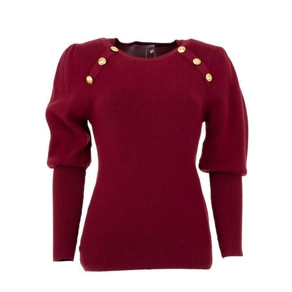 Pull avec patte de boutonnage en maille côtelée red – TU