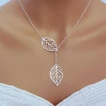 Collier feuille double Gold