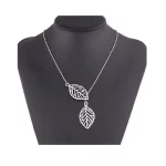 Collier feuille double Silver GRAND FORMAT