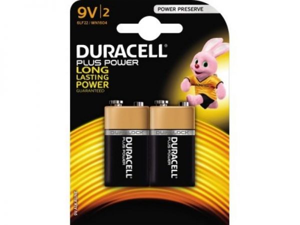 Pile alcaline Duracell, 6LR61, 9V Plus Power Blister (paquet de 2)