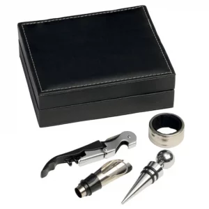 Set à vin design 4 pièces dans coffret Noir