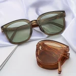 Lunettes de soleil Mixte à monture carrée pliable UV400 vert