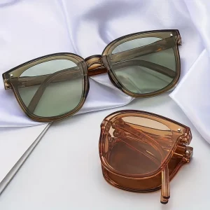 Lunettes de soleil Mixte à monture carrée pliable UV400 vert